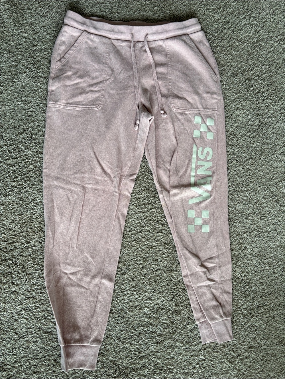 Vans Pale Pink Jogger Sweatpants with Mint Checker Logo